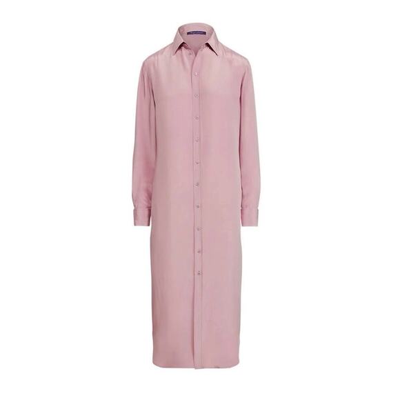 Ralph Lauren Collection Purple Label Silk Day Dress Button Up Midi Long Sleeve L - Picture 7 of 7